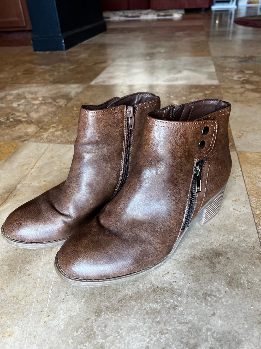 Bass Brown Women's Ankle Booties with Side Zipper